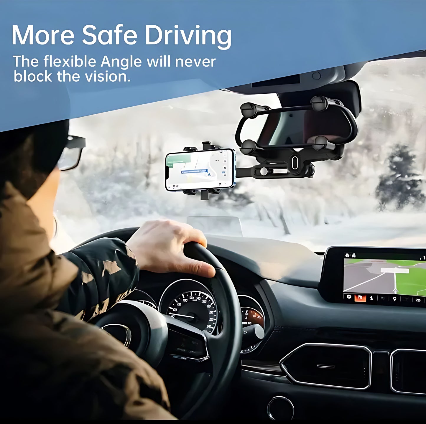 360° Rear View Mirror Phone Holder