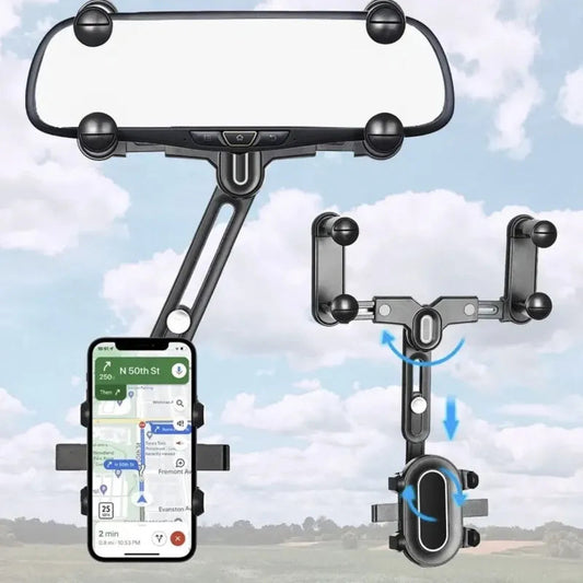 360° Rear View Mirror Phone Holder